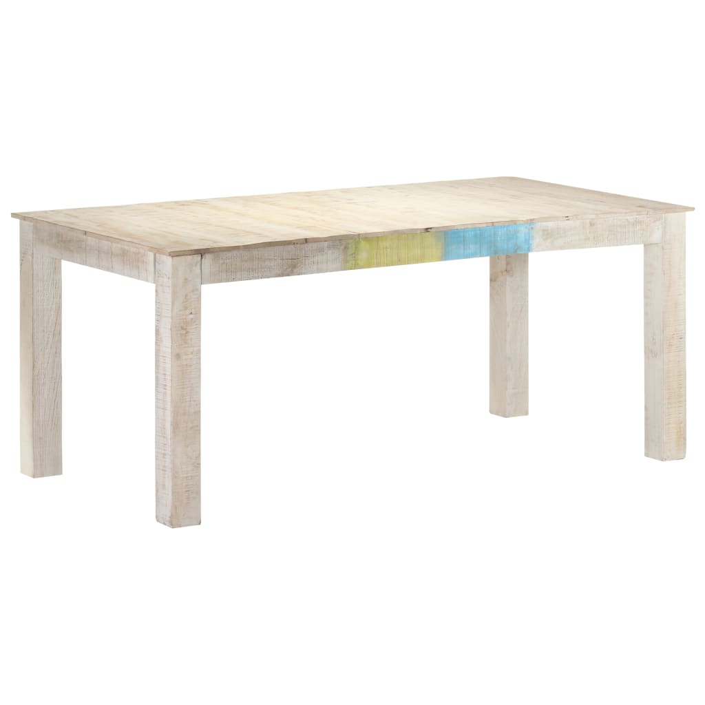 Image of vidaXL Dining Table White 180x90x76 cm Solid Mango Wood