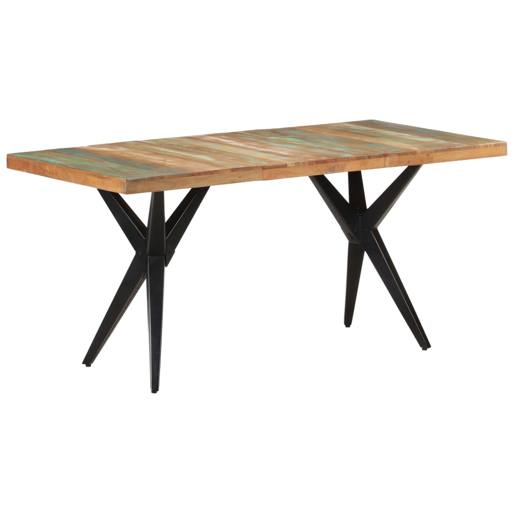 Mesa de jantar 160x80x76 cm madeira recuperada maciça