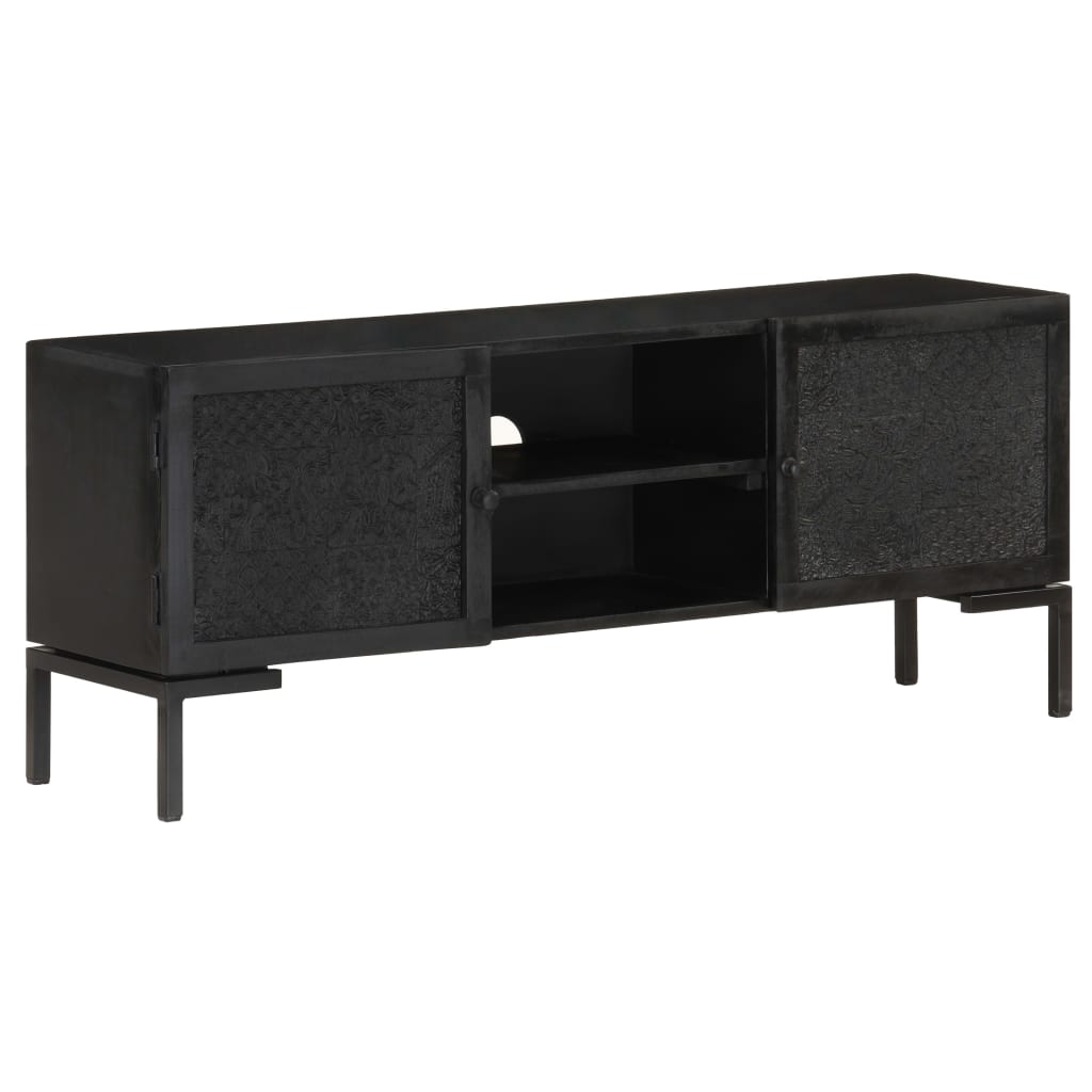 TV stolek černý 115 x 30 x 46 cm masivní mangovníkové dřevo