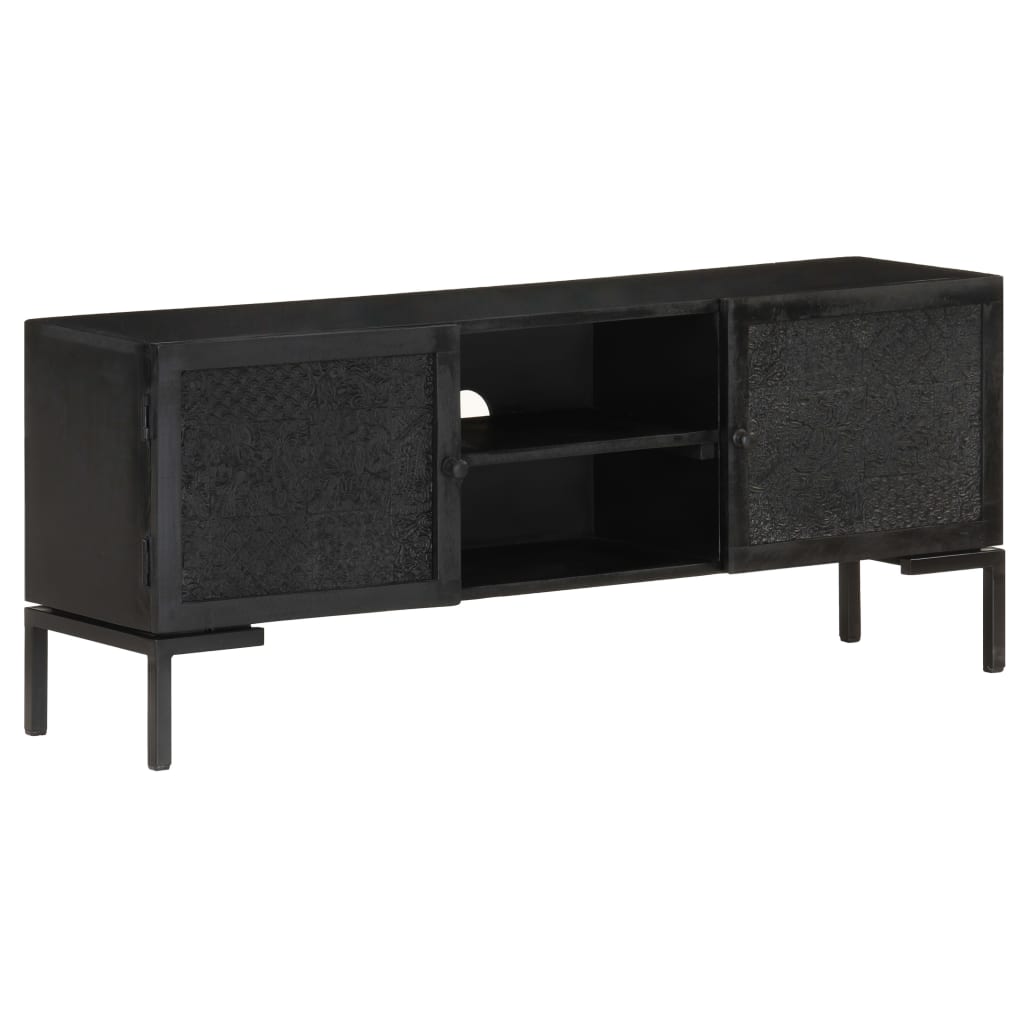 Black mango online wood tv unit