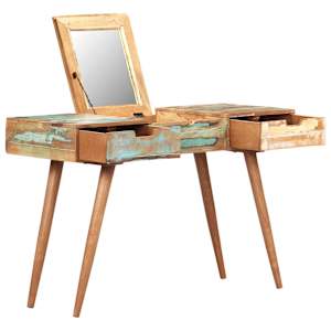 vidaXL tualettlaud peegliga, 112 x 45 x 76 cm, taastatud puit