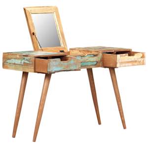 Kozmetična mizica z ogledalom 112x45x76 cm trden predelan les