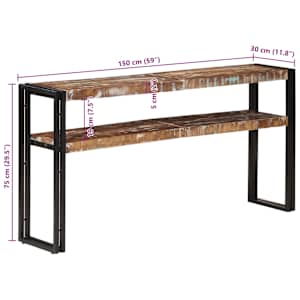 Konzolový stolek 150 x 30 x 75 cm masivní recyklované dřevo - obrázek 9