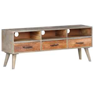 TV stolek šedý 130 x 35 x 51 cm masivní hrubý mangovník