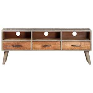 TV stolek šedý 130 x 35 x 51 cm masivní hrubý mangovník - obrázek 2