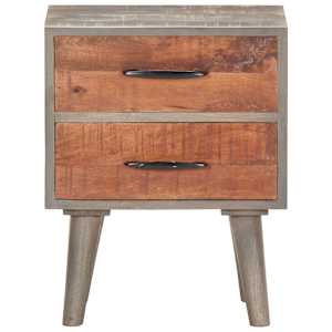 Noční stolek šedý 40 x 30 x 50 cm masivní hrubý mangovník - obrázek 3