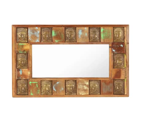 vidaXL Spiegel mit Buddha-Verzierung 80x50 cm Recyceltes Massivholz