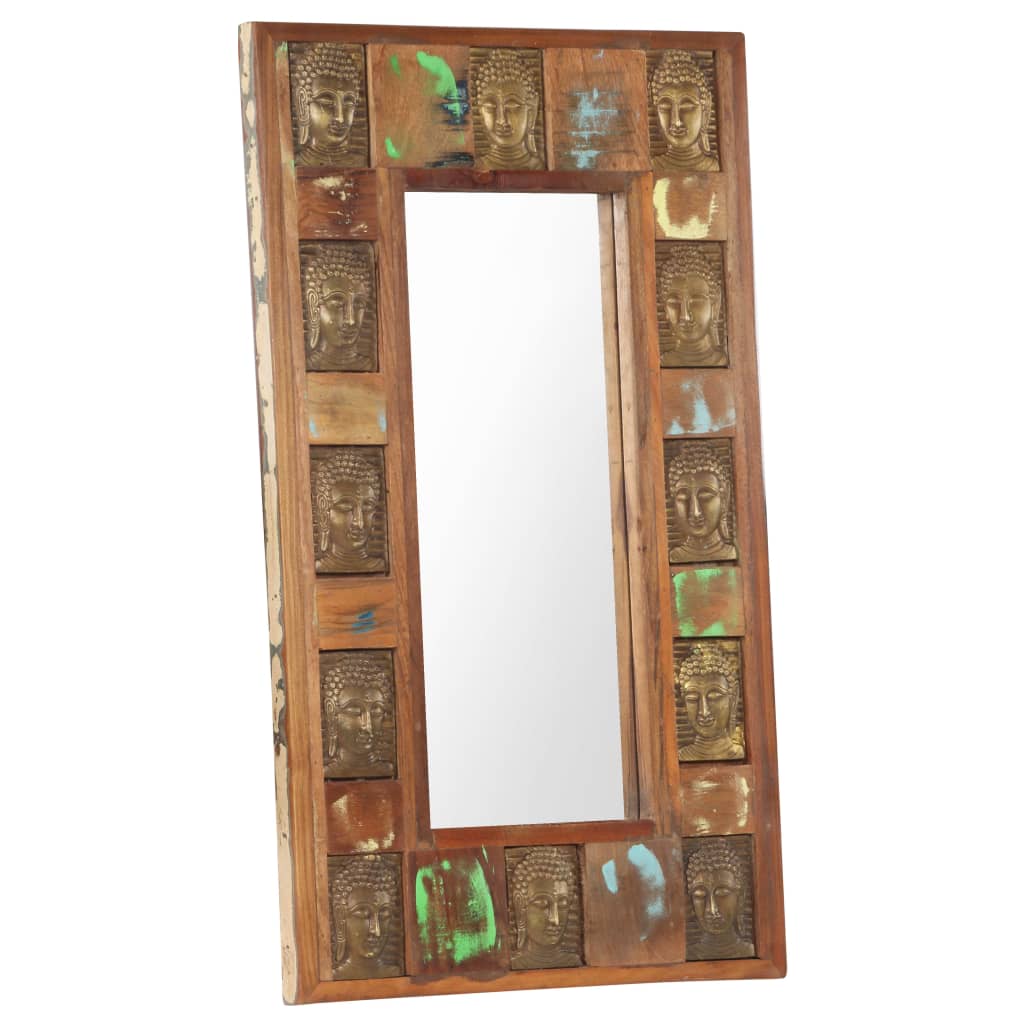 Image of vidaXL Mirror with Buddha Cladding 50x80 cm Solid Reclaimed Wood