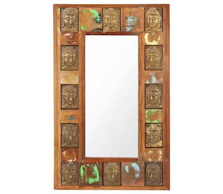 vidaXL Miroir avec rev&ecirc;tement Bouddha 50x80 cm Bois de r&eacute;cup&eacute;ration