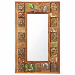 vidaXL Miroir avec rev&ecirc;tement Bouddha 50x80 cm Bois de r&eacute;cup&eacute;ration