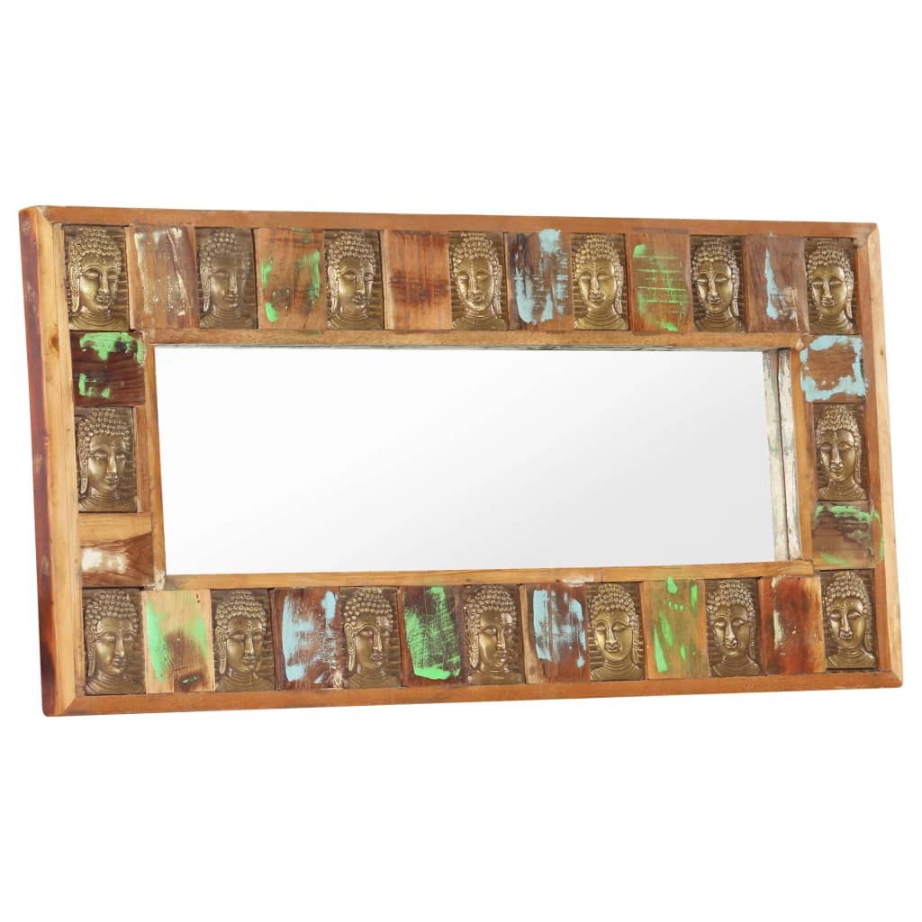 Image of vidaXL Mirror with Buddha Cladding 110x50 cm Solid Reclaimed Wood
