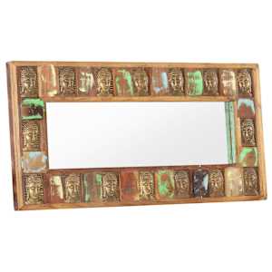 Zrcadlo s reliéfy Buddhy 110x50 cm masivní recyklované dřevo - obrázek 9