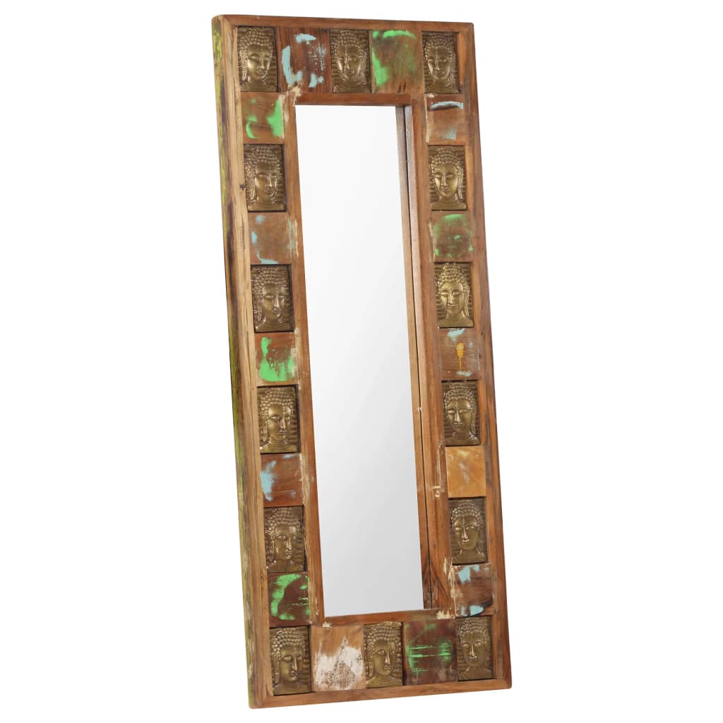 Image of vidaXL Mirror with Buddha Cladding 50x110 cm Solid Reclaimed Wood
