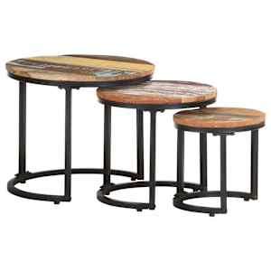 Stranske mizice 3 kosi trden predelan les