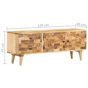 TV stolek černý 120 x 30 x 45 cm masivní mangovníkové dřevo - obrázek 9