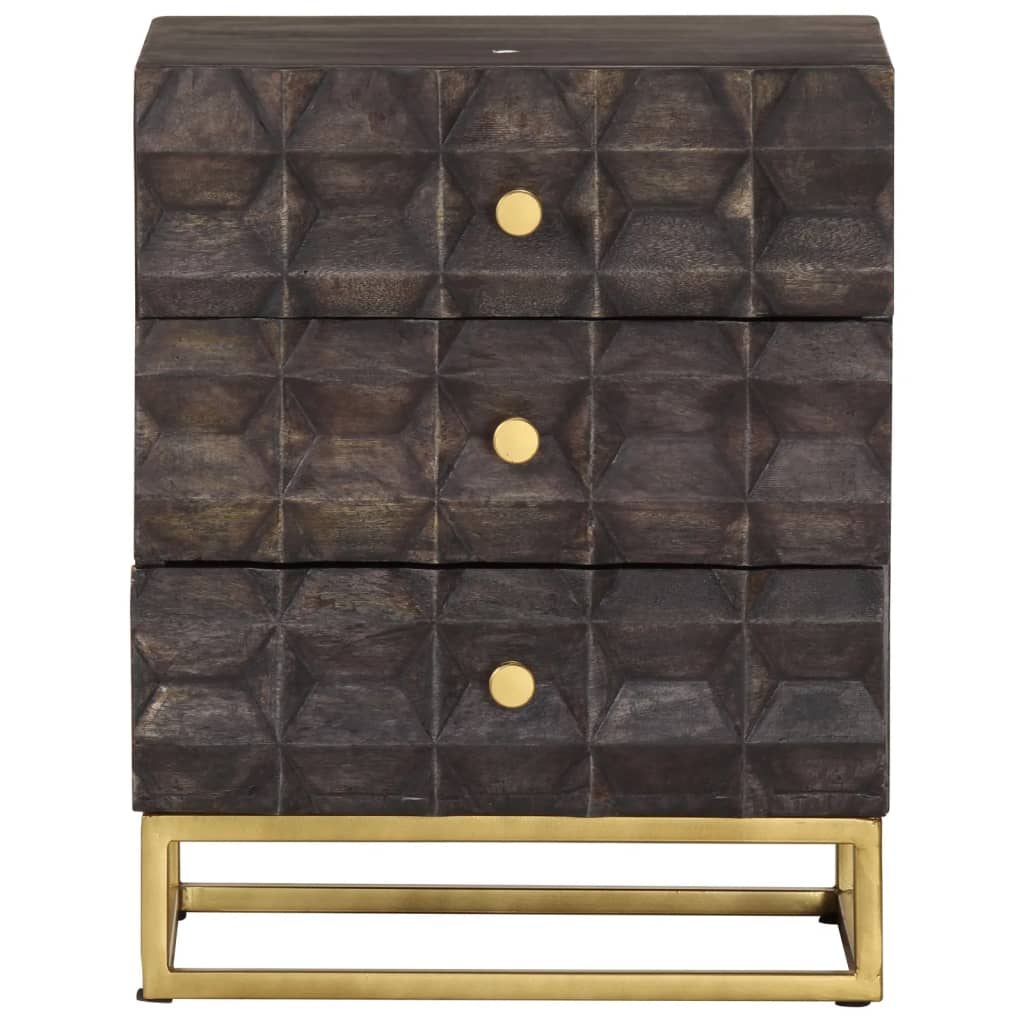 vidaXL Nachtkastje 40x30x50 cm massief mangohout zwart afbeelding