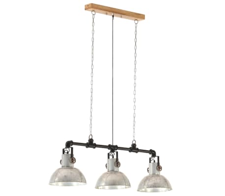 vidaXL Индустриална висяща лампа, желязо и манго масив, сребриста, E27