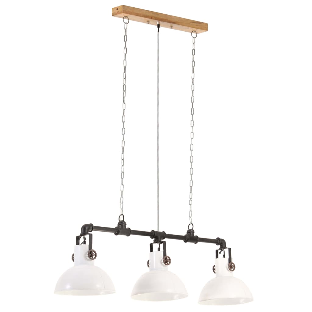 

vidaXL Hanglamp industrieel E27 ijzer en massief mangohout wit