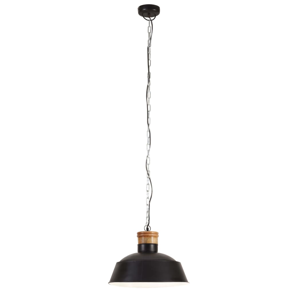 vidaXL Kabantis šviestuvas, juodas, 42cm, E27, pramoninio stiliaus