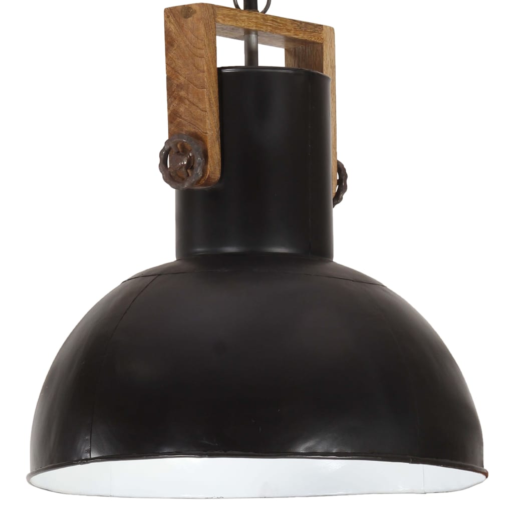 vidaXL Lampă suspendată industrială, 25 W, negru, 42 cm, mango E27, rotund vidaXL