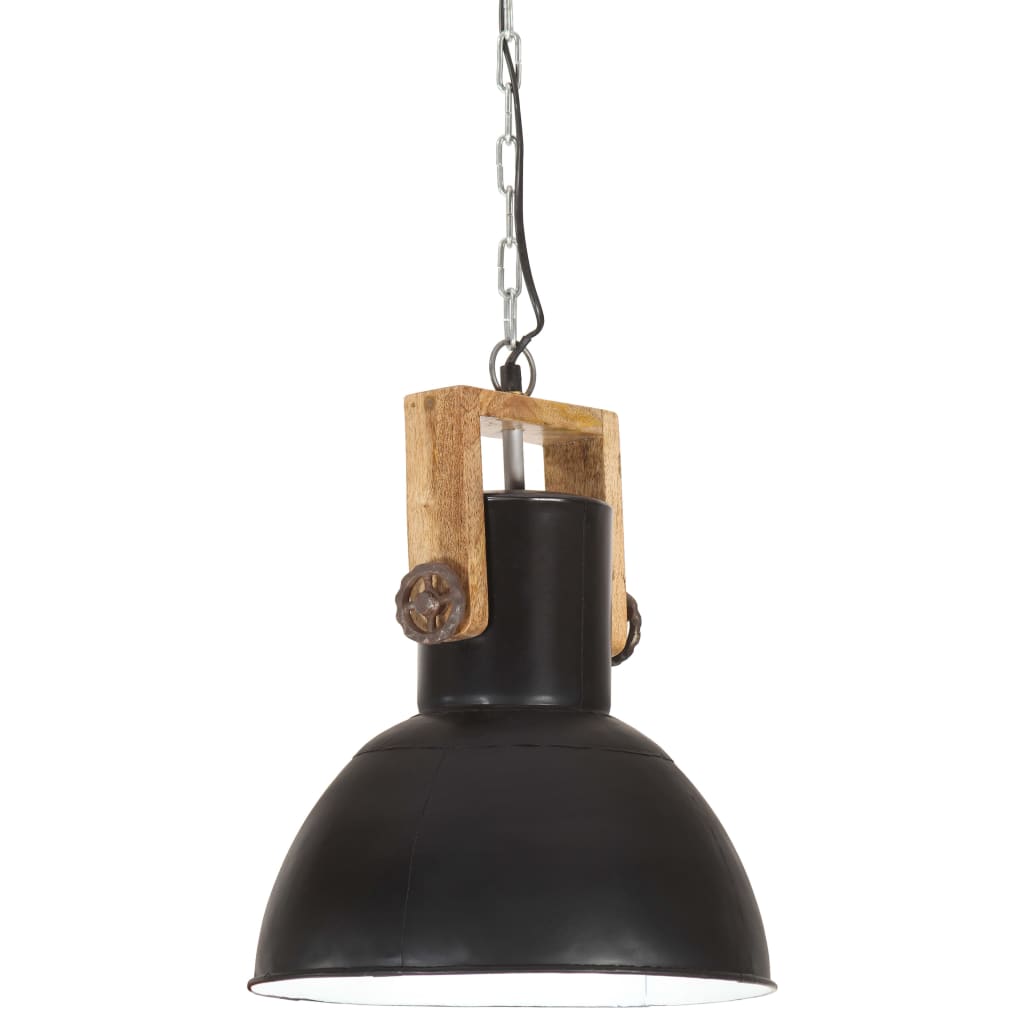 

vidaXL Hanglamp industrieel rond 25 W E27 32 cm mangohout zwart