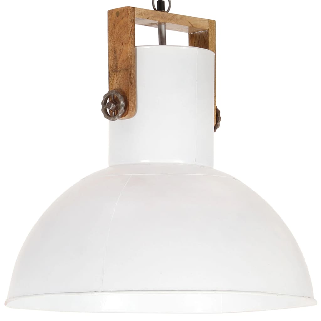 vidaXL Lampă suspendată industrială, 25 W, alb, 52 cm, mango E27, rotund vidaXL