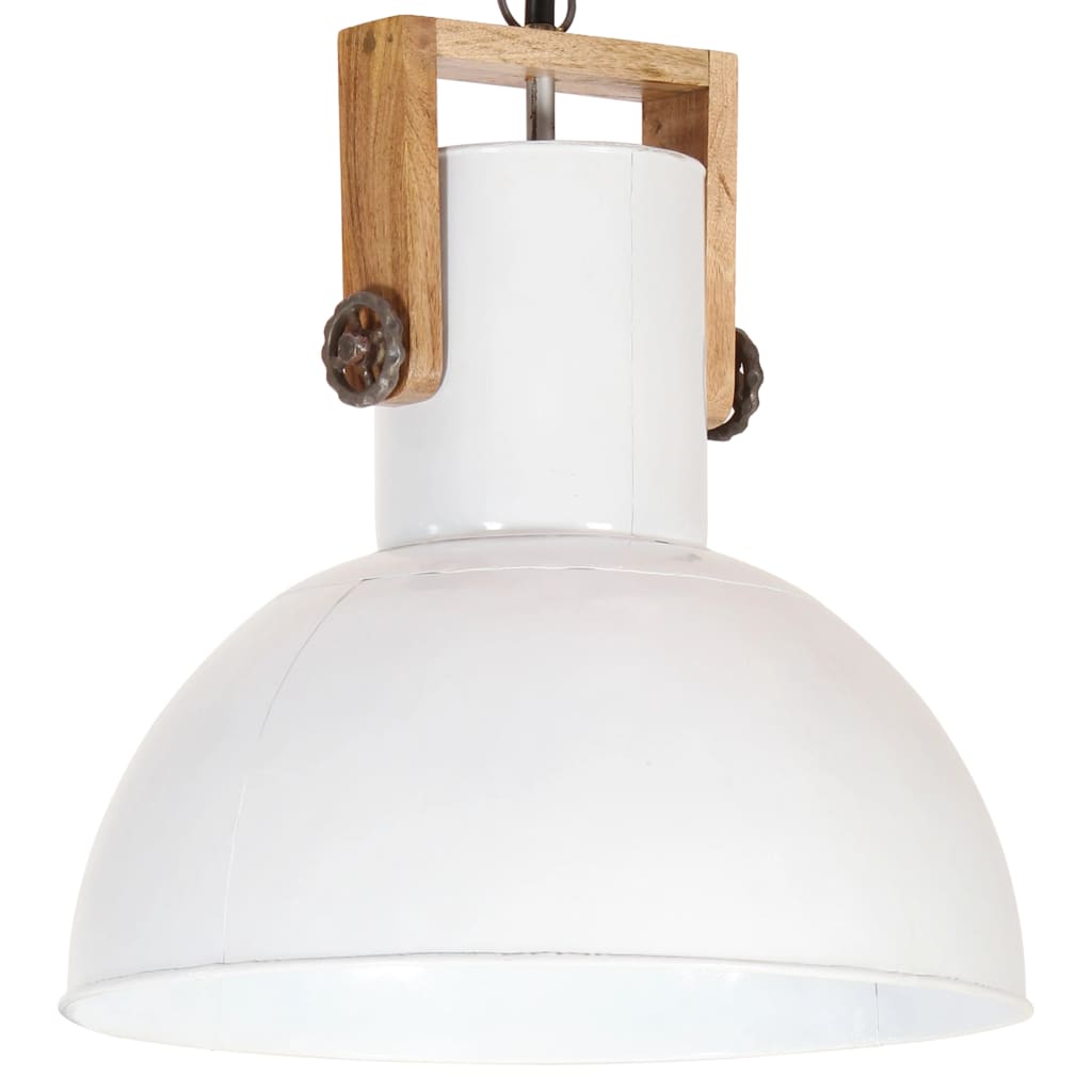 vidaXL Lampă suspendată industrială, 25 W, alb, 42 cm, mango E27, rotund vidaXL