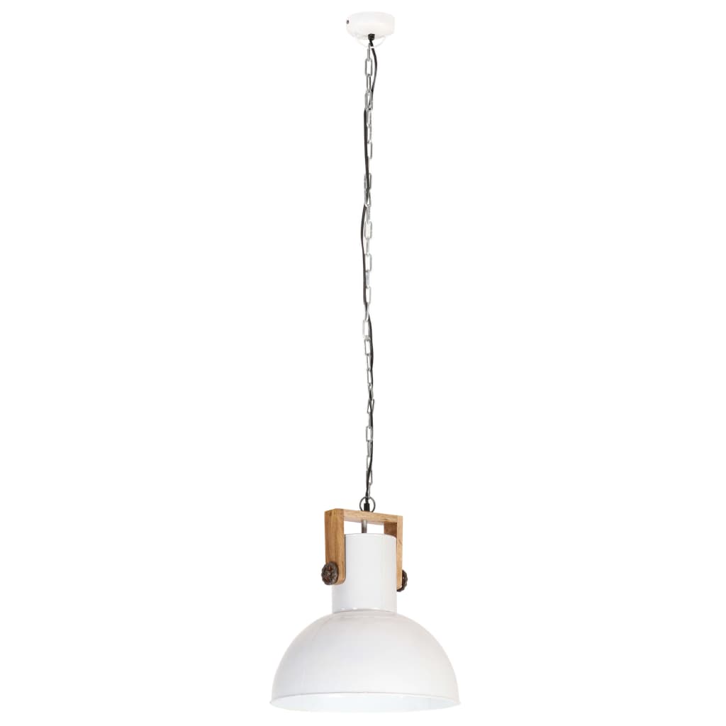 Tööstuslik laelamp 25 W valge, ümmargune, mangopuit 42 cm E27