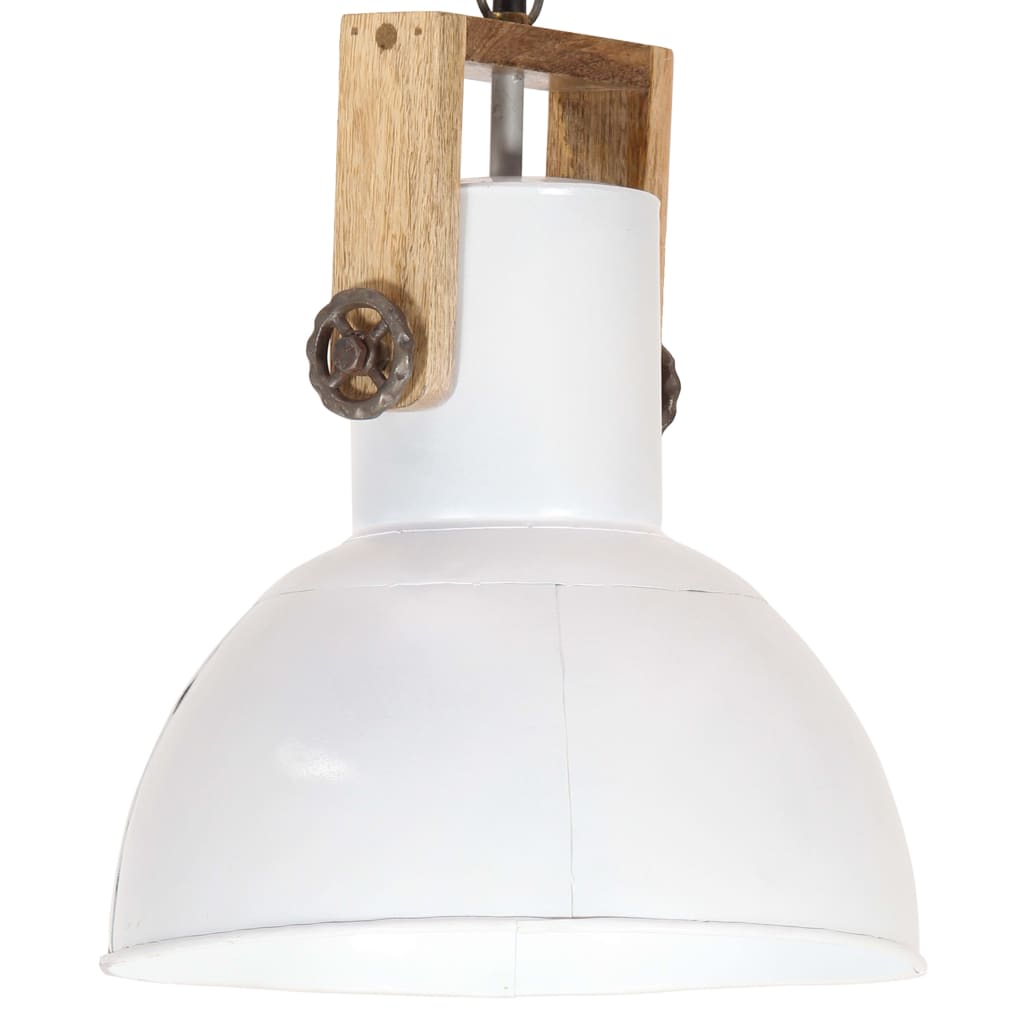 vidaXL Lampă suspendată industrială, 25 W, alb, 32 cm, mango E27, rotund