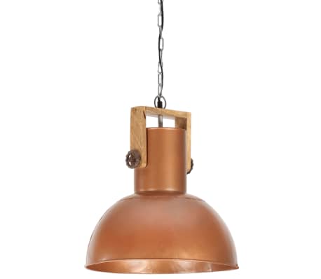 vidaXL Industrial Hanging Lamp 25 W Copper Round Mango Wood 32 cm E27