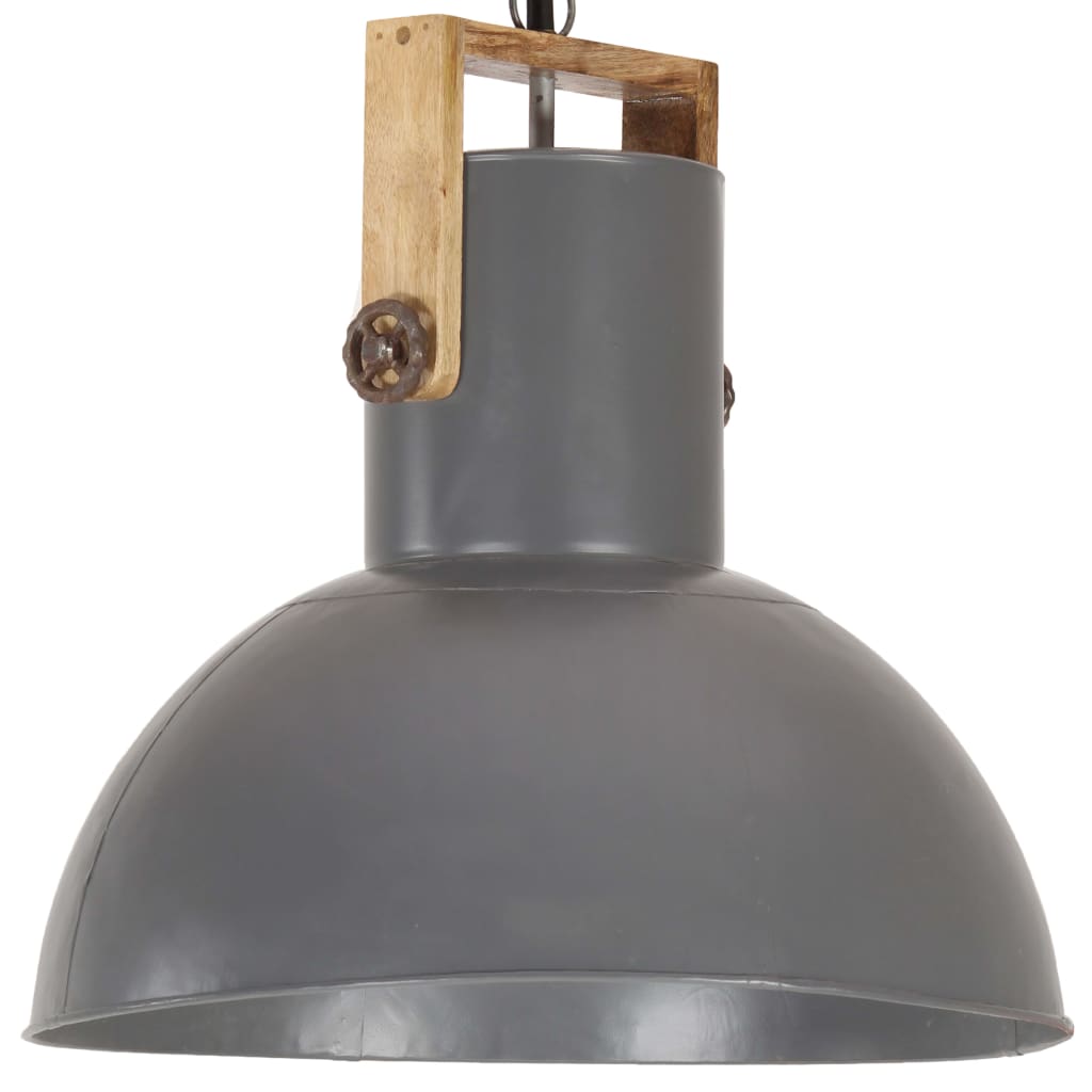 vidaXL Lampă suspendată industrială 25 W gri, 52 cm, mango E27, rotund casă