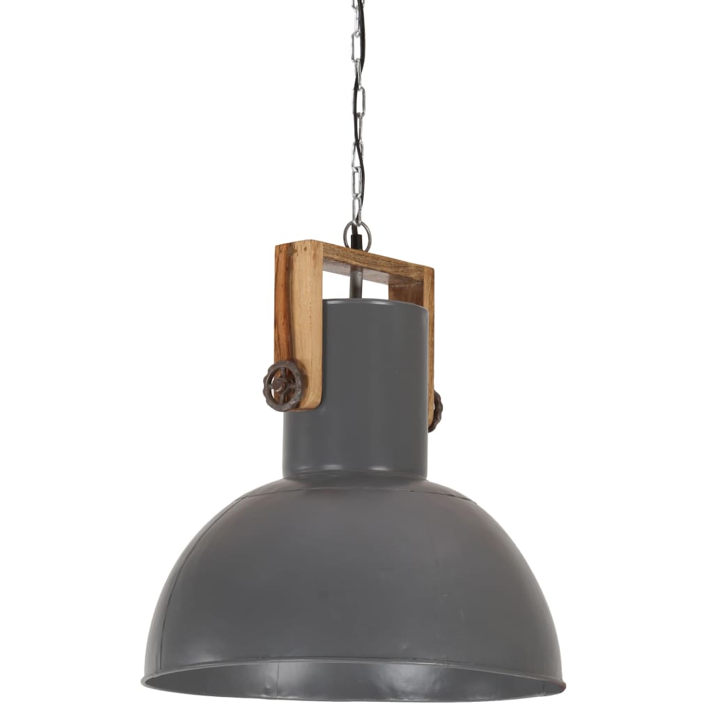 vidaXL Hanglamp industrieel rond 25 W E27 42 cm mangohout grijs