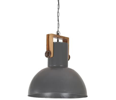 vidaXL Lampă suspendată industrială, 25 W, gri, 42 cm mango E27 rotund