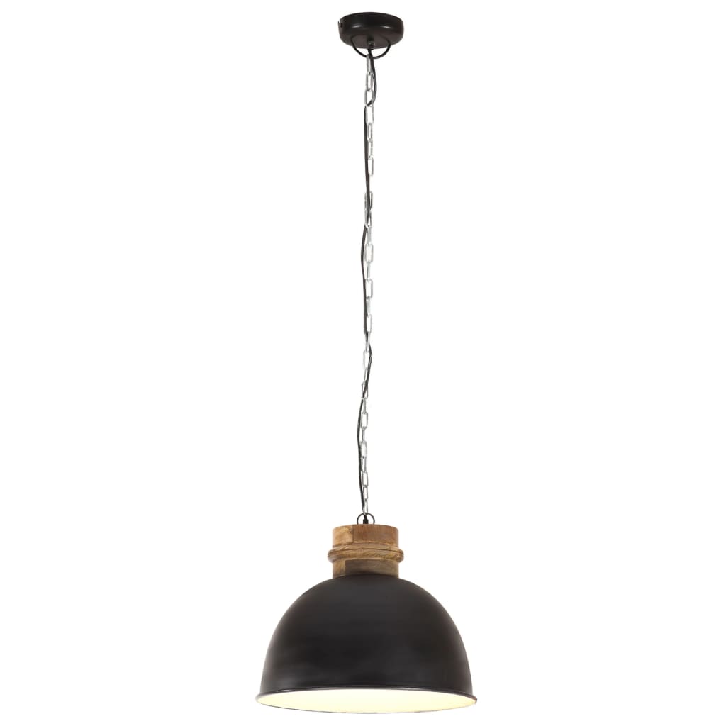 

vidaXL Hanglamp industrieel rond 25 W E27 50 cm mangohout zwart