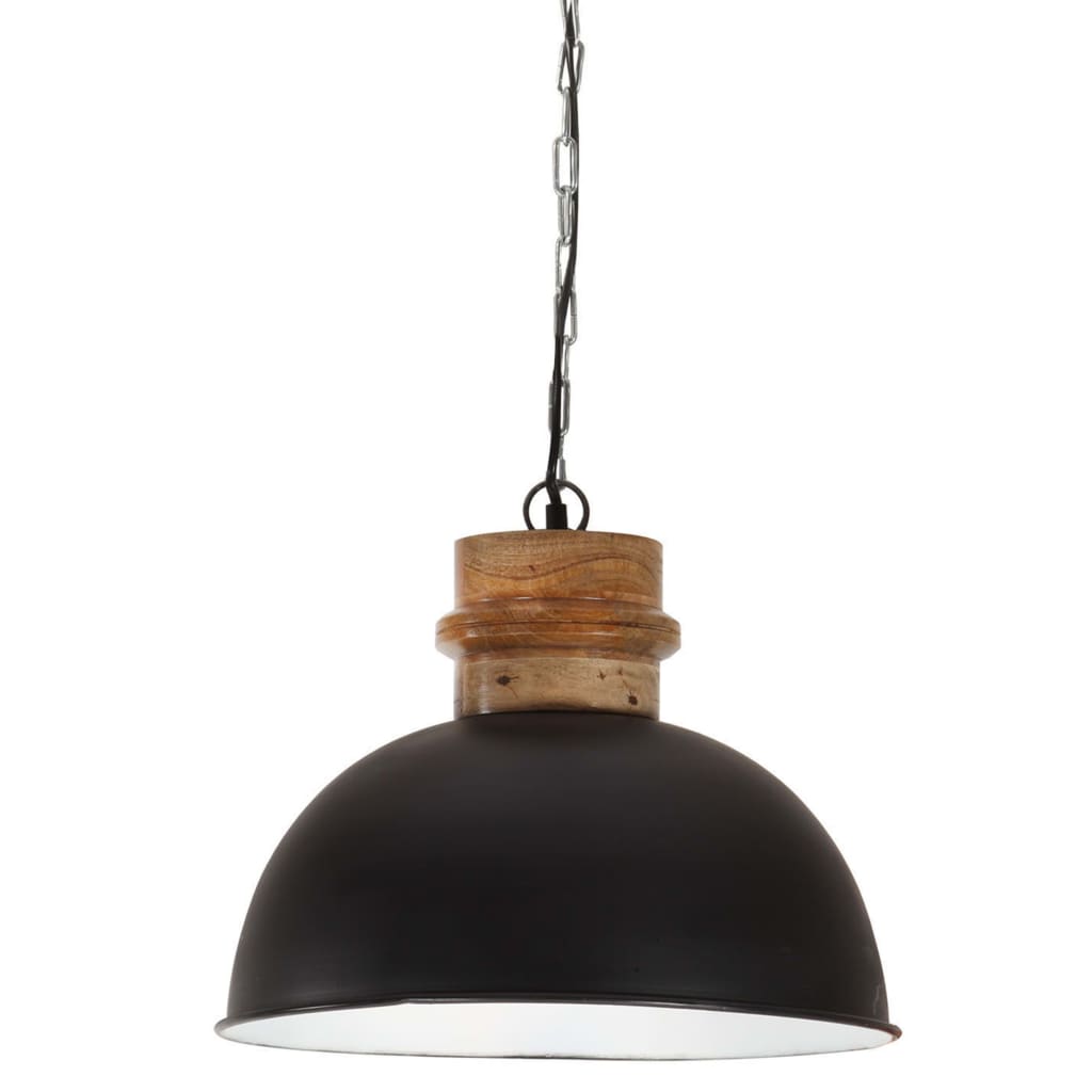 vidaXL Lampă suspendată industrială, 25 W, negru, 42 cm, mango, E27 vidaXL imagine noua 2022