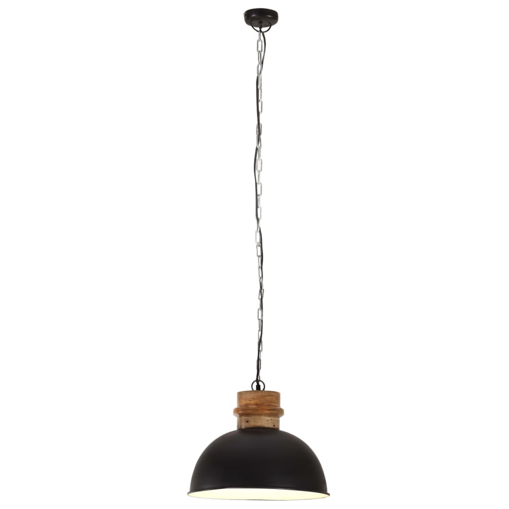 

vidaXL Hanglamp industrieel rond 25 W E27 42 cm mangohout zwart