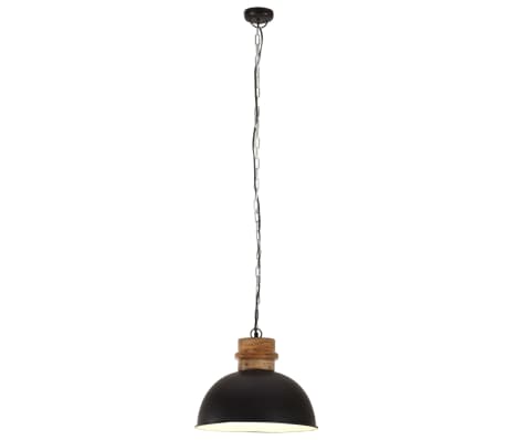 vidaXL Hanglamp industrieel rond 25 W E27 42 cm mangohout zwart