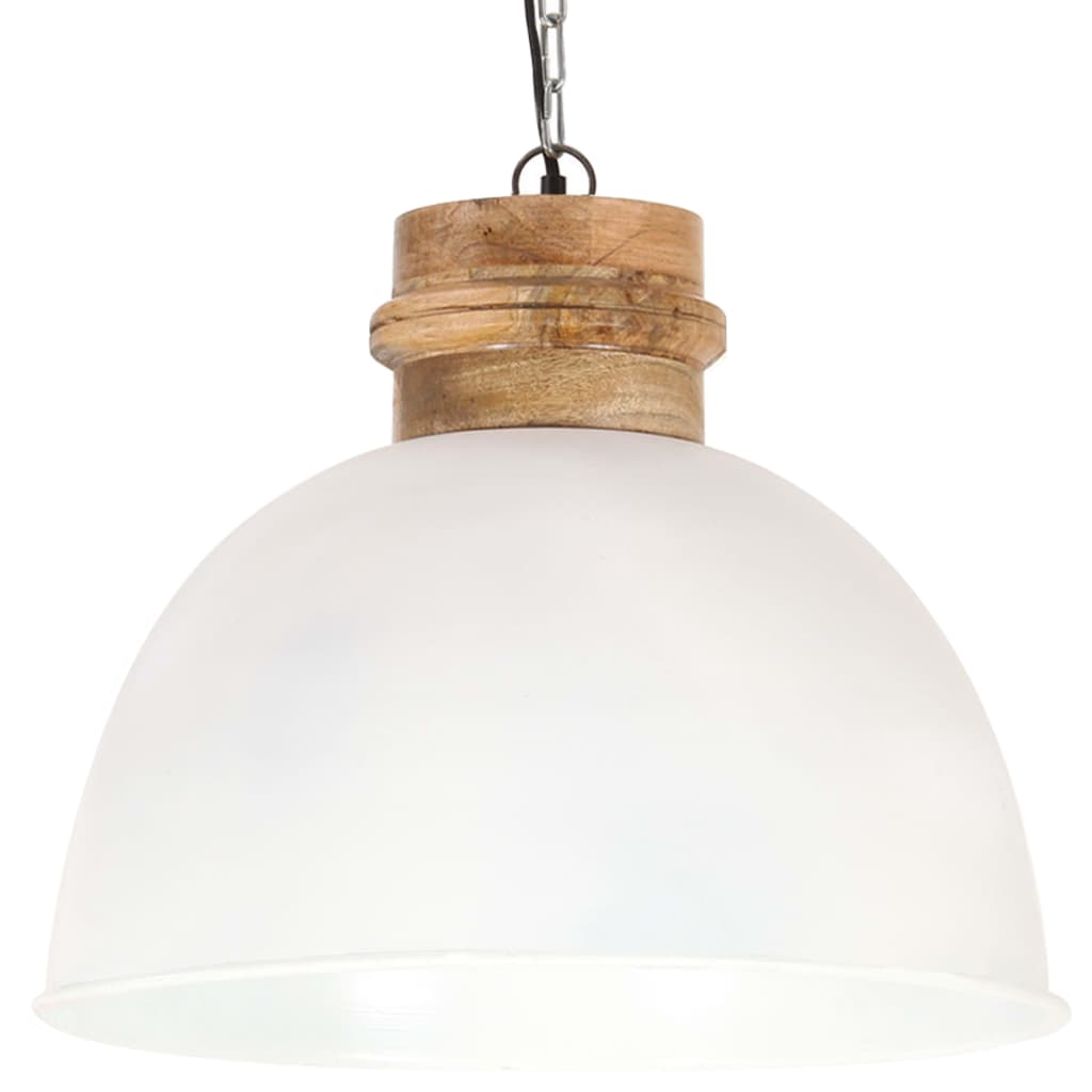 vidaXL Industrial Hanging Lamp White Round 50 cm E27 Solid Mango Wood