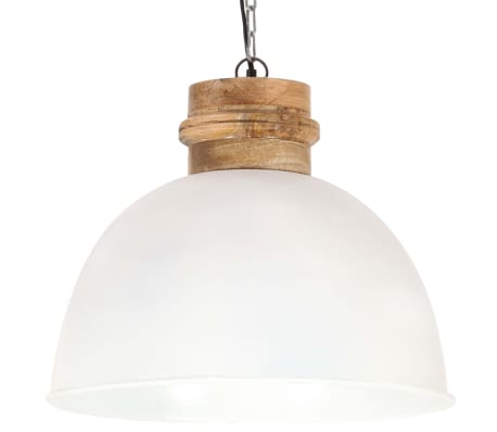 vidaXL Industrial Hanging Lamp White Round 50 cm E27 Solid Mango Wood