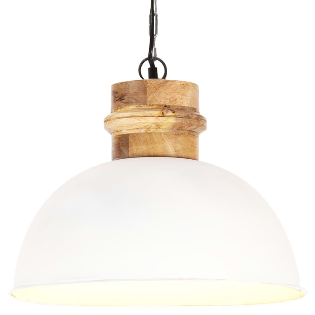 vidaXL Lampă suspendată industrială, alb, 42 cm, mango, E27, rotund vidaxl.ro