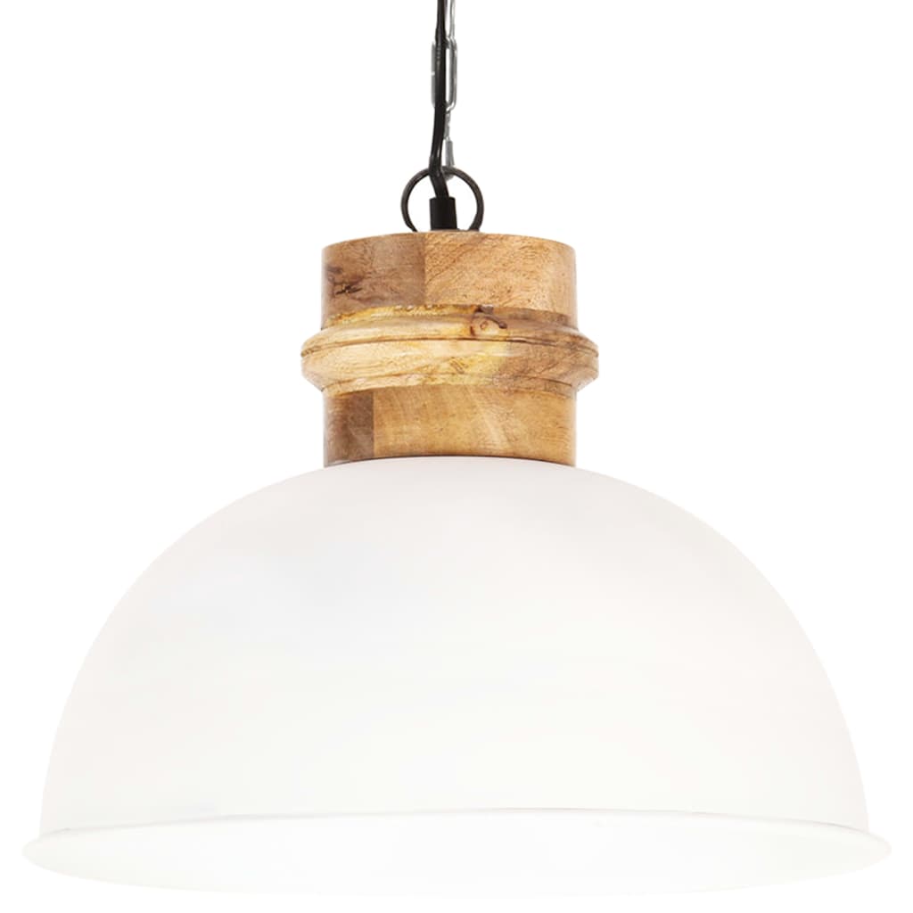 vidaXL Industrial Hanging Lamp White Round 42 cm E27 Solid Mango Wood