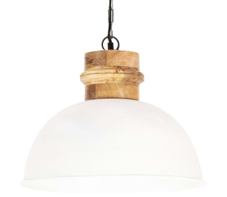 vidaXL Industrial Hanging Lamp White Round 42 cm E27 Solid Mango Wood