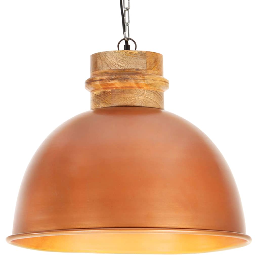 vidaXL LampÄƒ suspendatÄƒ industrialÄƒ, cupru, 50 cm, mango, E27, rotund