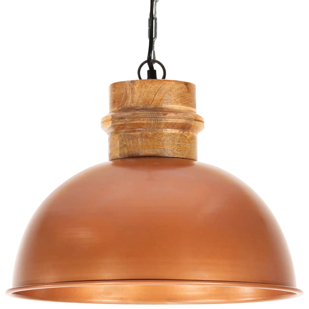 vidaXL Индустриална пенделна лампа мед кръгла 42 см E27 манго масив