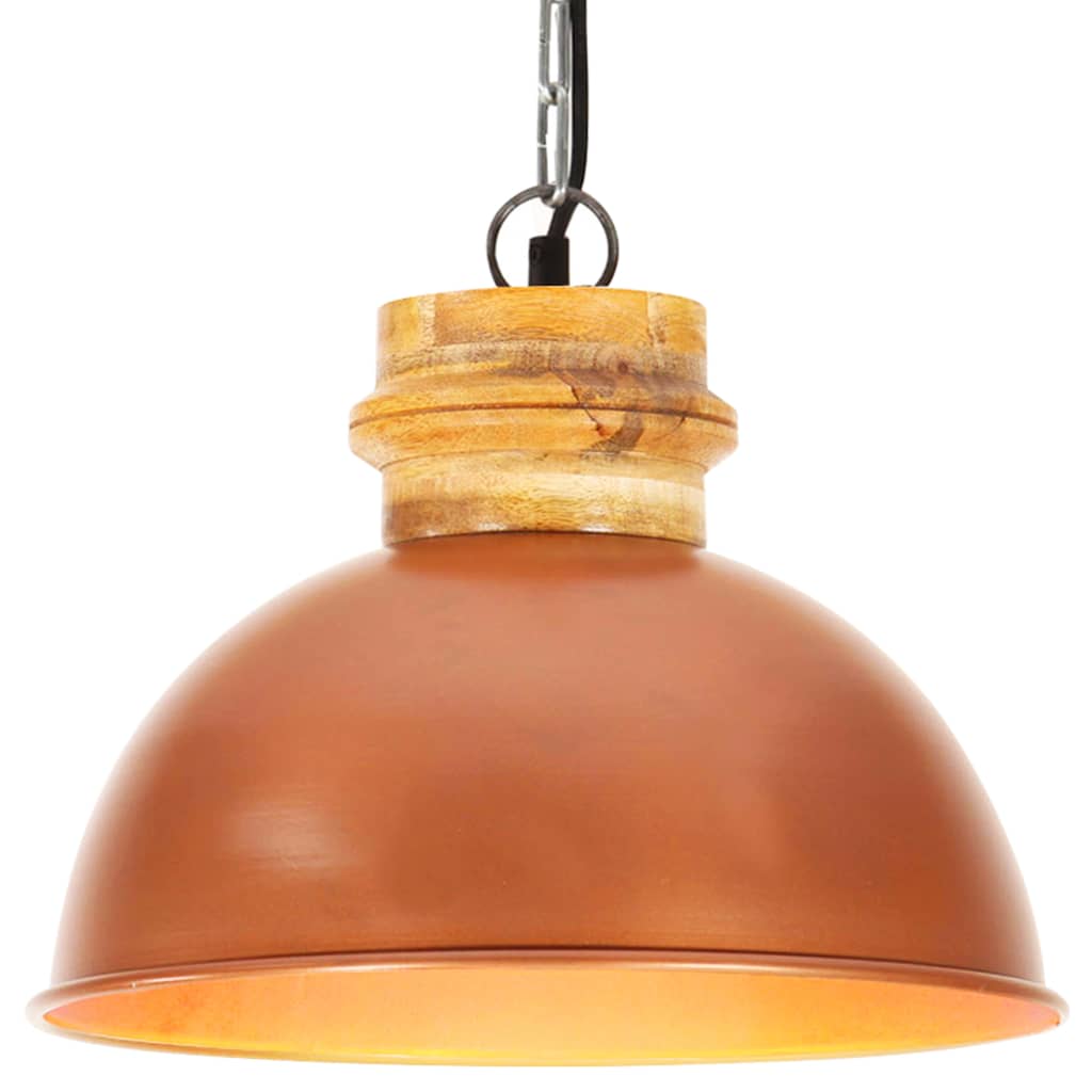 vidaXL Lampă suspendată industrială, cupru, 32 cm, mango, E27, rotund vidaXL imagine noua 2022