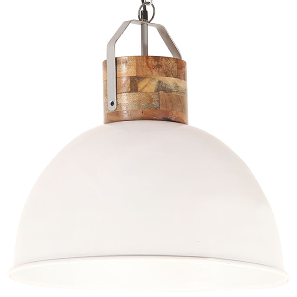 vidaXL Industrial Hanging Lamp White Round 51 cm E27 Solid Mango Wood