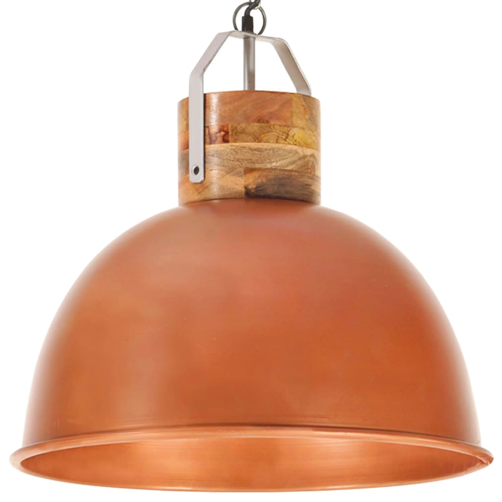 vidaXL Industrial Hanging Lamp Copper Round 51 cm E27 Solid Mango Wood