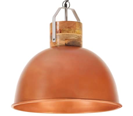 vidaXL Industrial Hanging Lamp Copper Round 51 cm E27 Solid Mango Wood