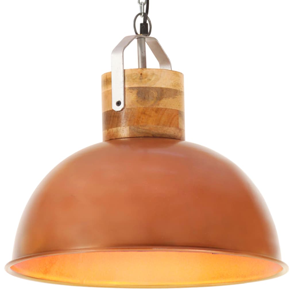 vidaXL LampÄƒ suspendatÄƒ industrialÄƒ, arÄƒmiu, 42 cm, mango, E27, rotund