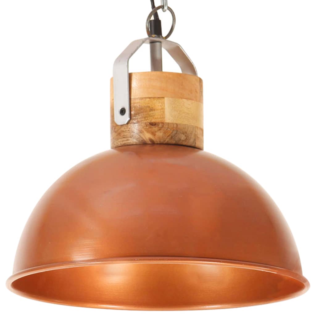 vidaXL Industrial Hanging Lamp Copper Round 32 cm E27 Solid Mango Wood